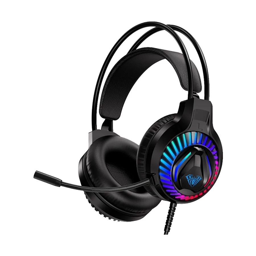 AULA S605 Wired RGB Gaming Headphone — 50 mm Driver USB & 3.5 mm Stereo Headset with Mic (Black)
