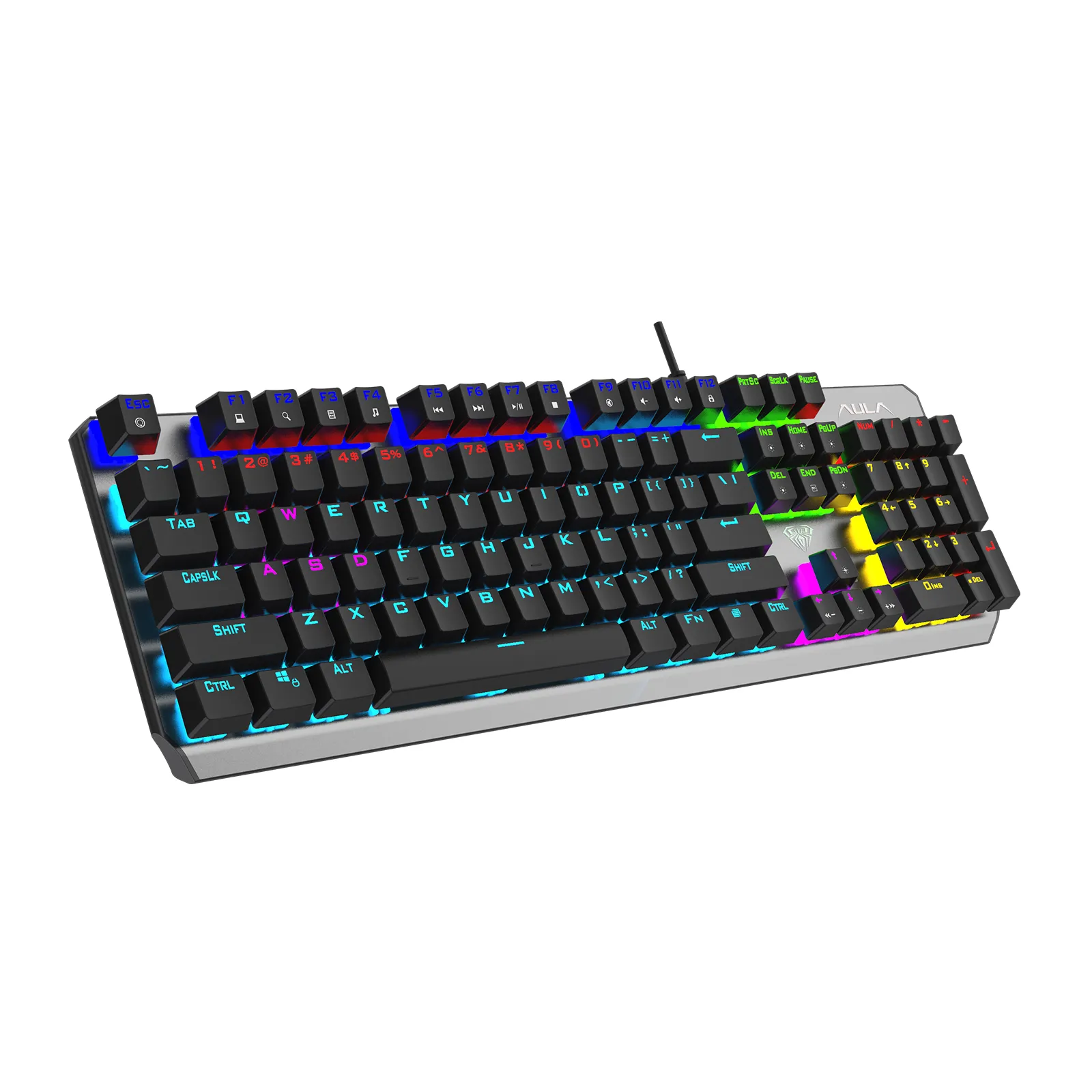AULA F2066-II USB Wired Mechanical Gaming Keyboard — Full-Size RGB Backlit 104-Key Mechanical Keyboard with Blue Switches