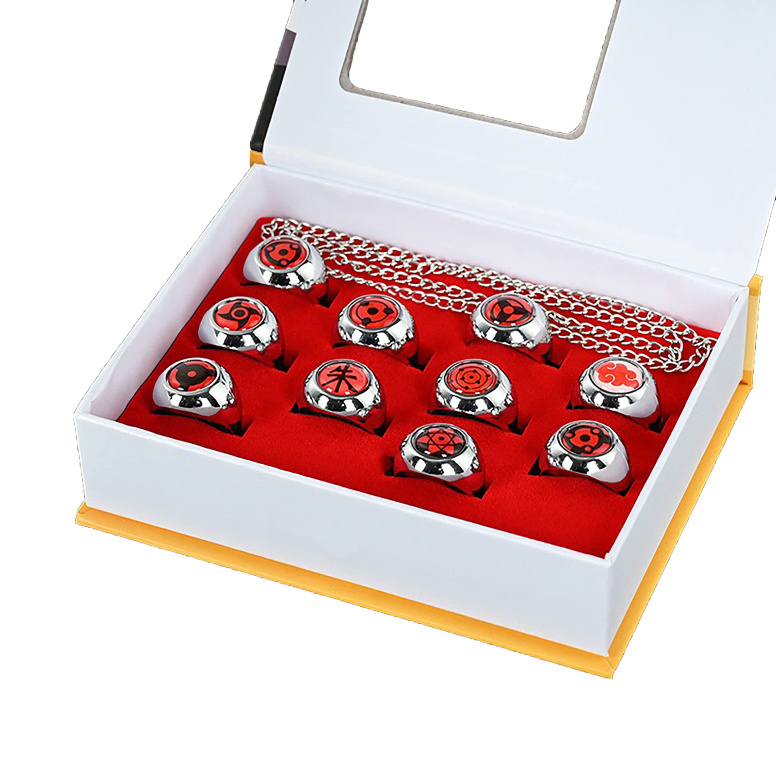 Sharingan 10 Pcs Ring Set Collection Box for Anime Fans