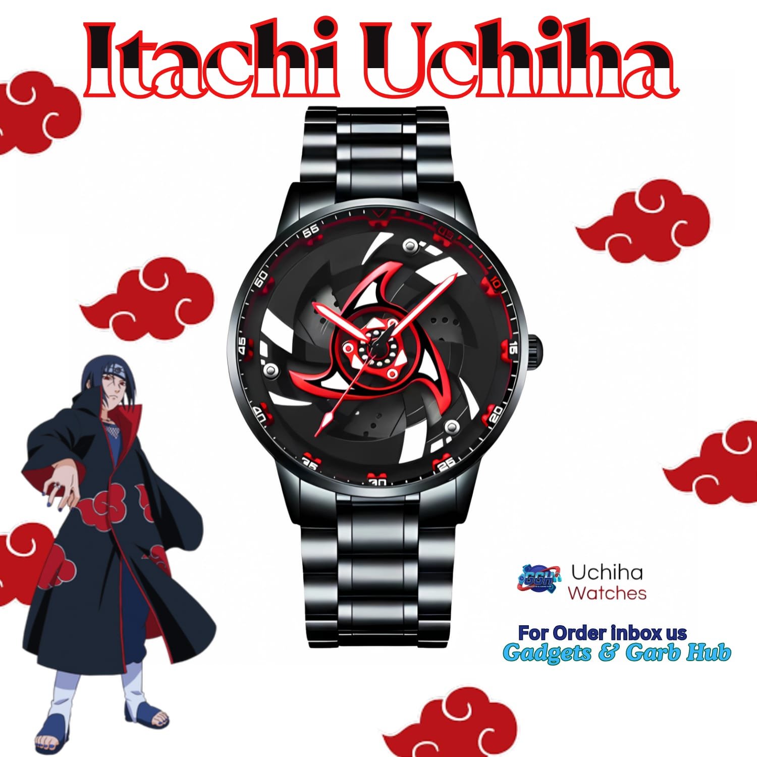 Itachi Uchiha Sharinggan Watch Black