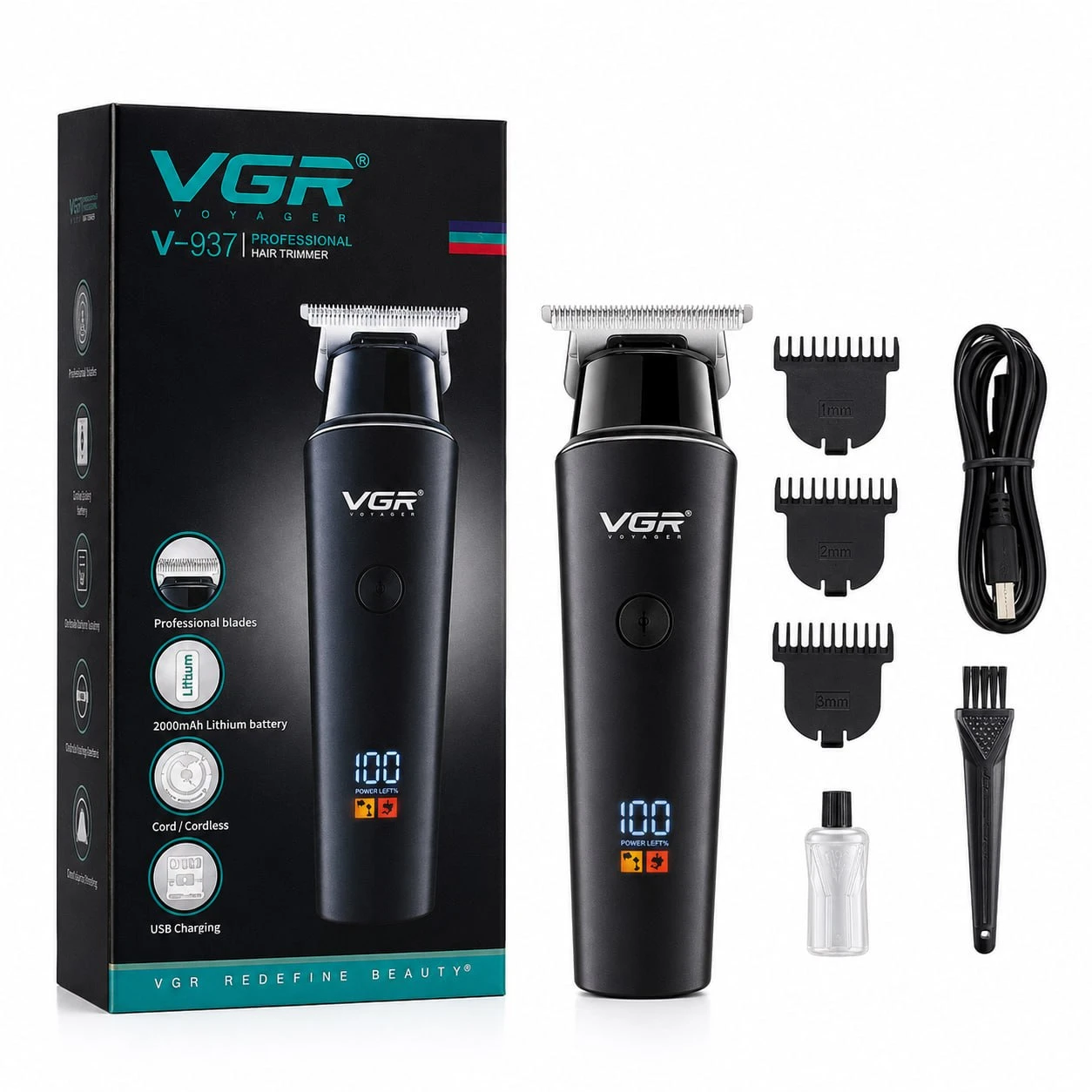 VGR V-937 Professional Cordless Hair & Beard Trimmer | 500 Minutes Runtime