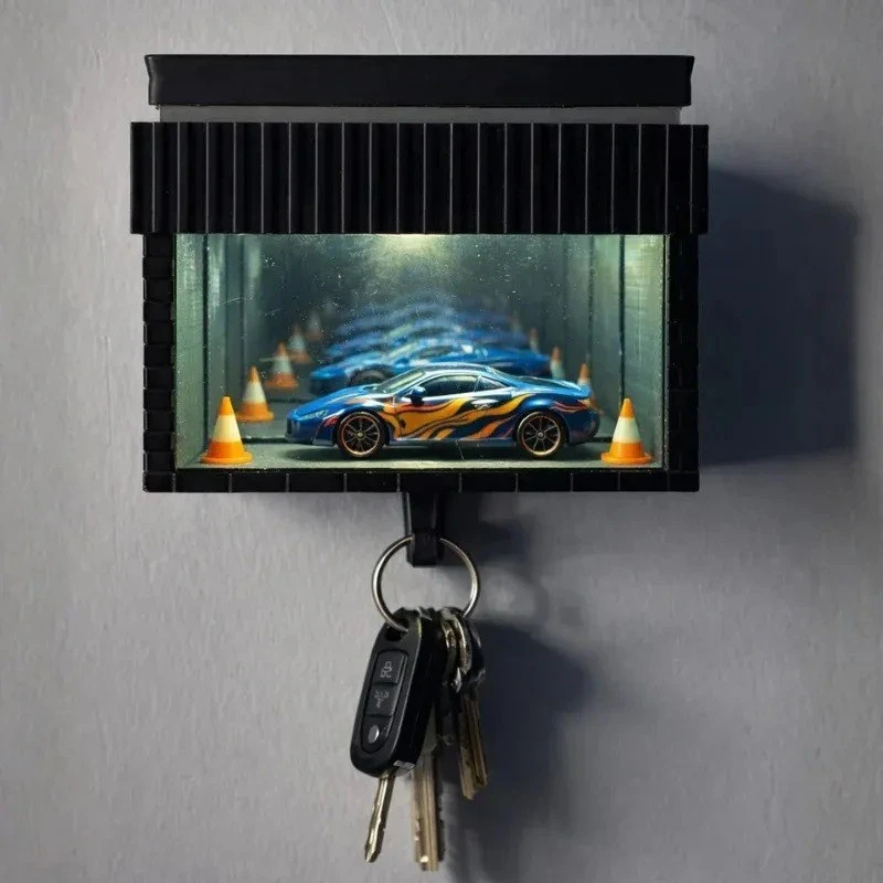 Magical Garage Key Hanger with LED Mini Car Display