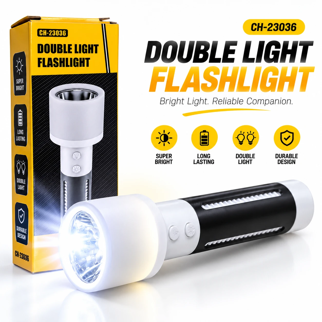 2-in-1 Rechargeable Double Light Torch & Table Lamp BD
